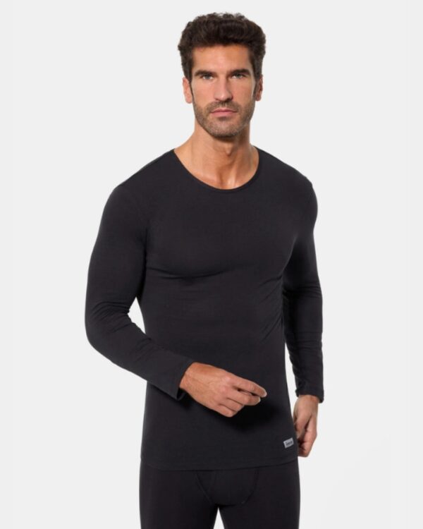 Camisola interior térmica de homem Abanderado manga comprida preta vista frontal