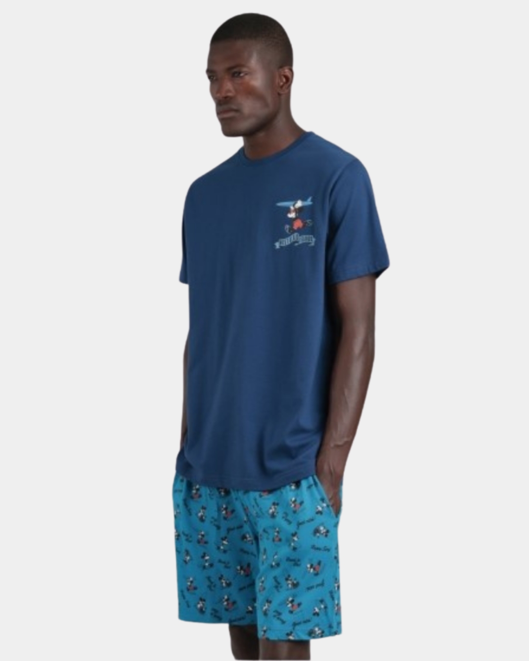 pijama para homem Disney Mickey Ride The Wave calções azuis bolsos