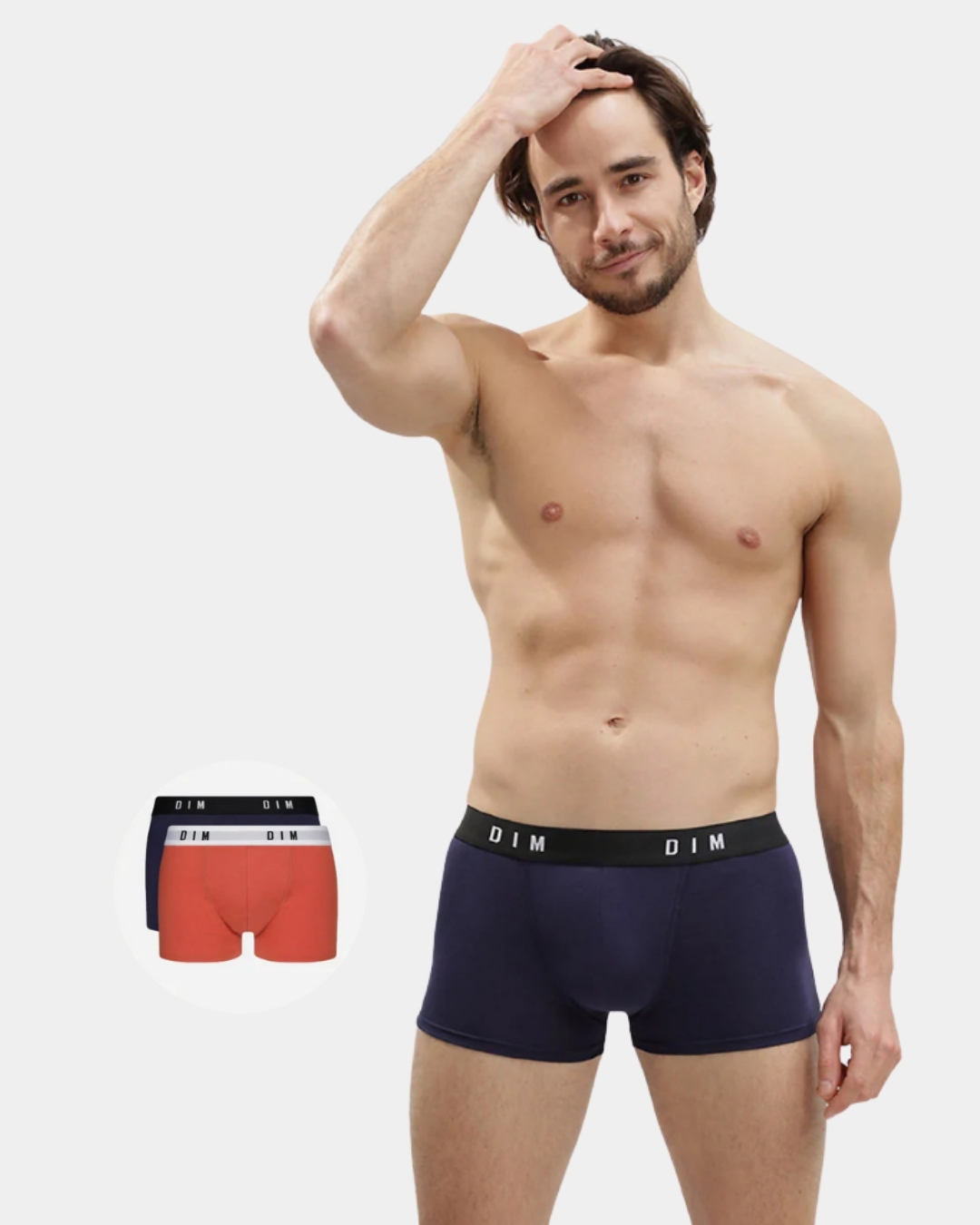 Pack de 2 boxers DIM Originals para homem em azul denim e vermelho