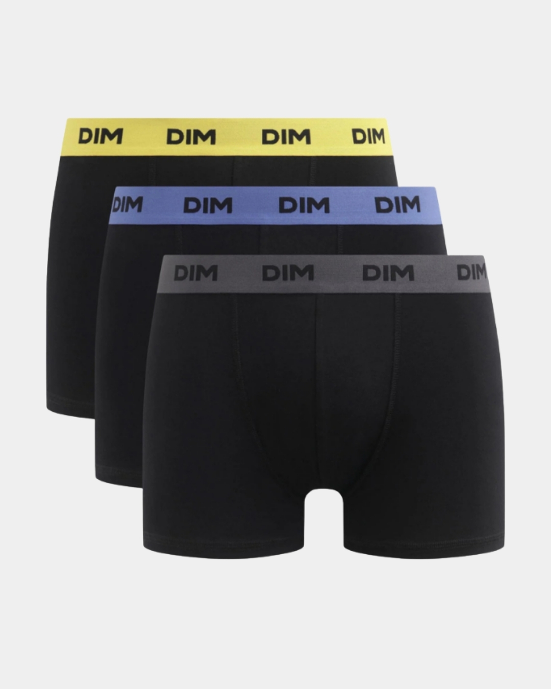 Pack de 3 boxers DIM para homem pretos com cós colorido
