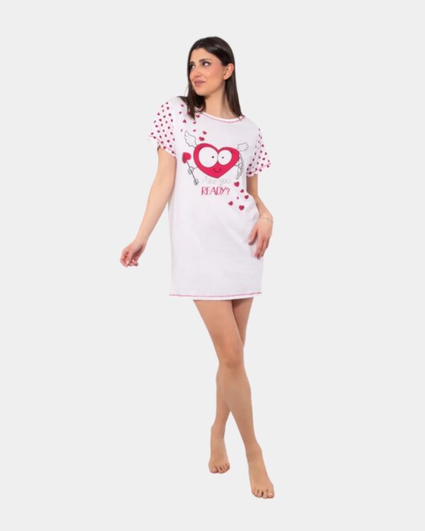 camisa de dormir mulher algodao sielei love coracoes vermelho