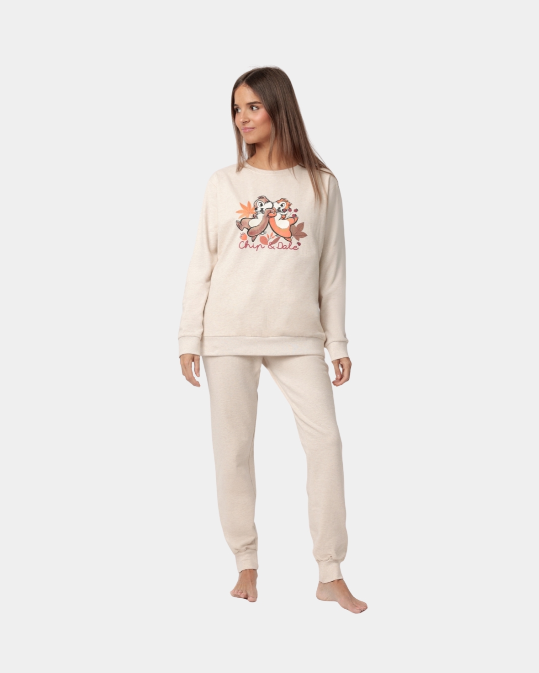 pijama mulher polar disney chip ndale admas beige inverno