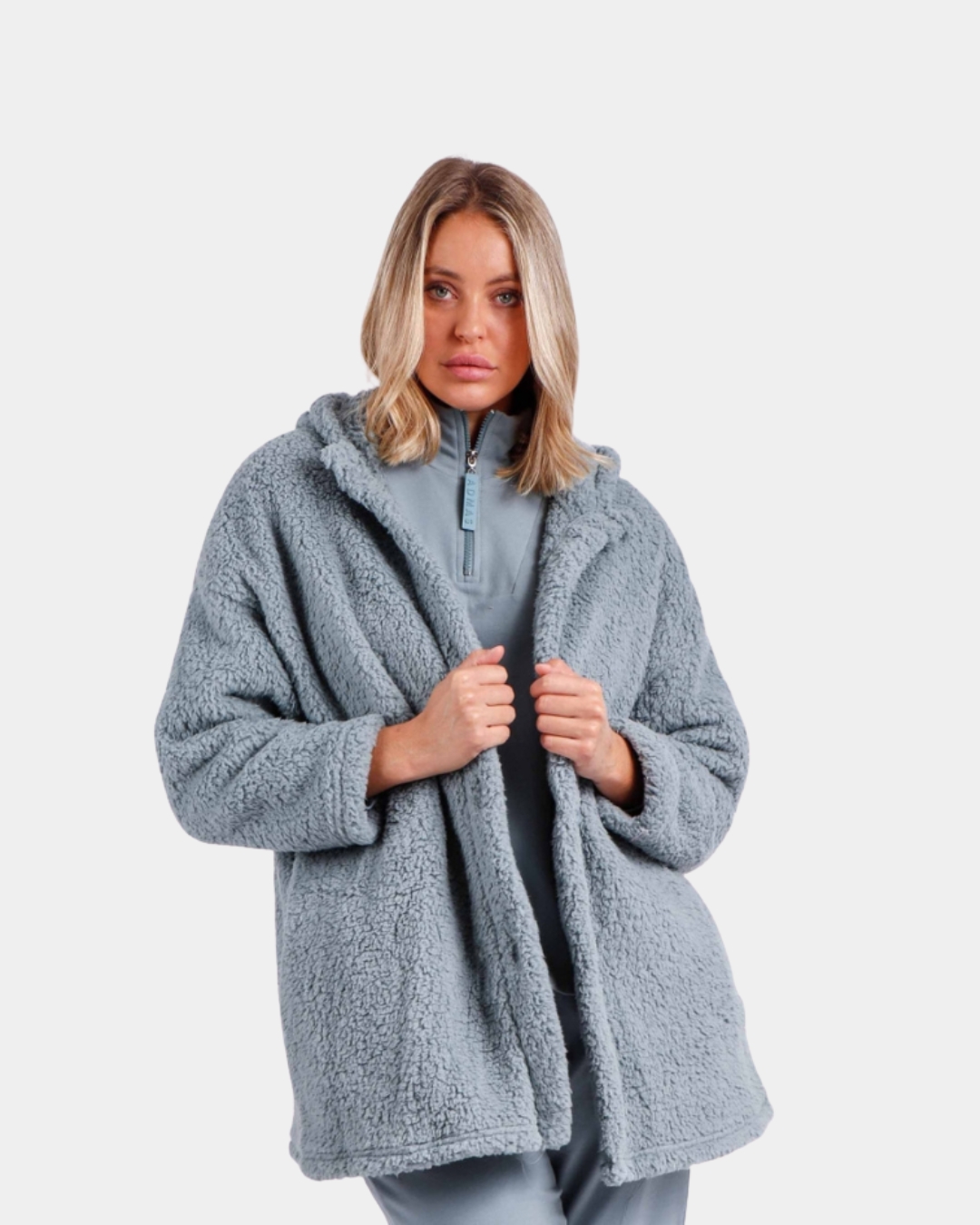 robe mulher coralina capuz manga comprida bolsos