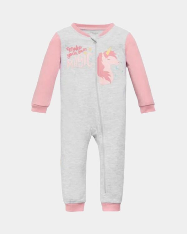 babygrow bebe algodao unicornio ysabel mora rosa cinzento