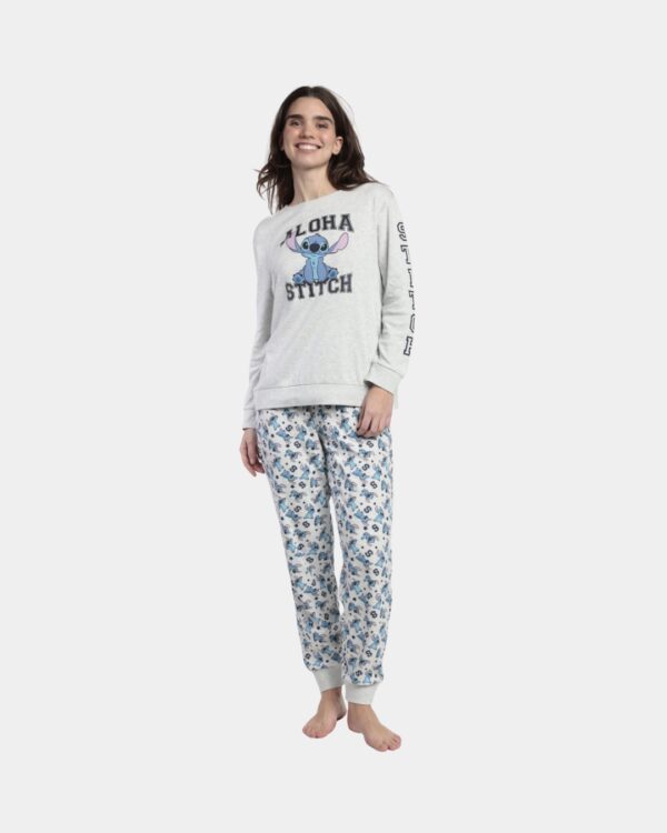 pijama mulher algodao disney stitch aloha admas cinzento mescla