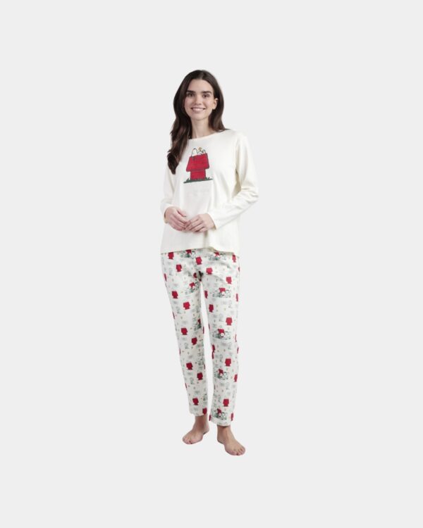 pijama mulher algodao inverno snoopy peanuts admas cru