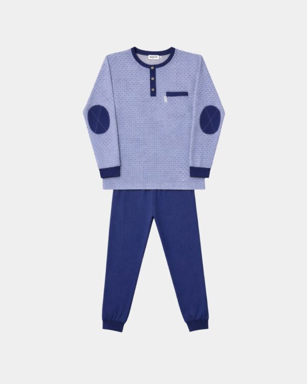conjunto pijama para homem dueto micro padrao azul