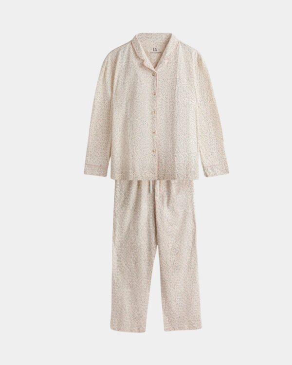 pijama mulher algodao floral don algodon abertura botoes cru