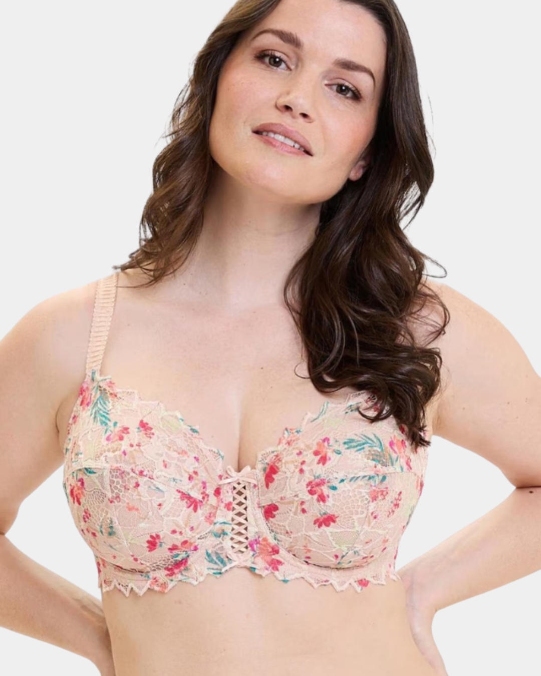 Modelo com soutien Arum Mosaic Sans Complexe em estampado floral rosa