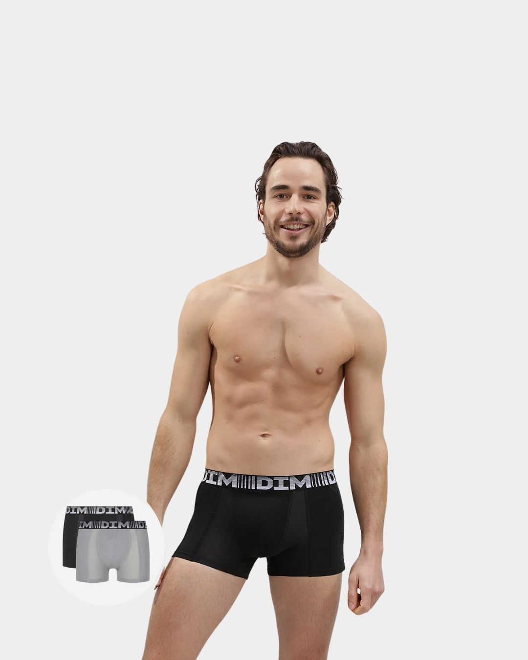 Boxer homem dim 3d flex air preto cinza frente