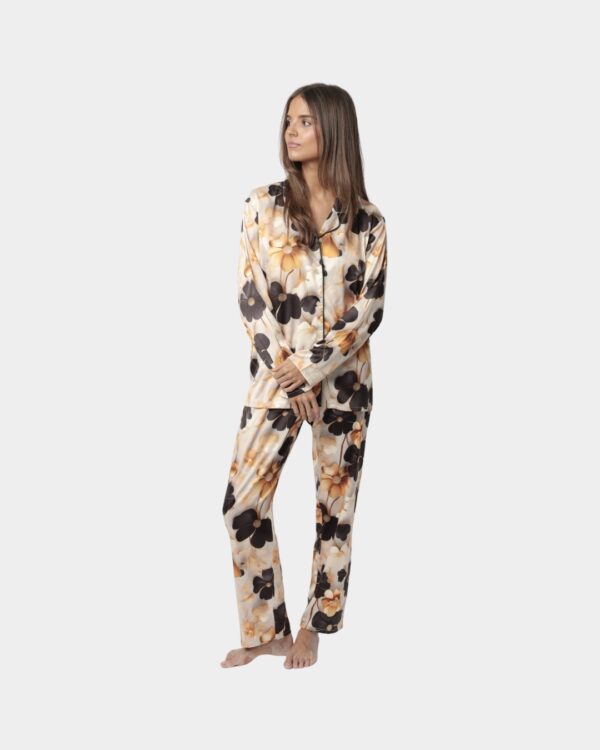 pijama-mulher-cetim-luxury-flowers-admas-dourado-frente