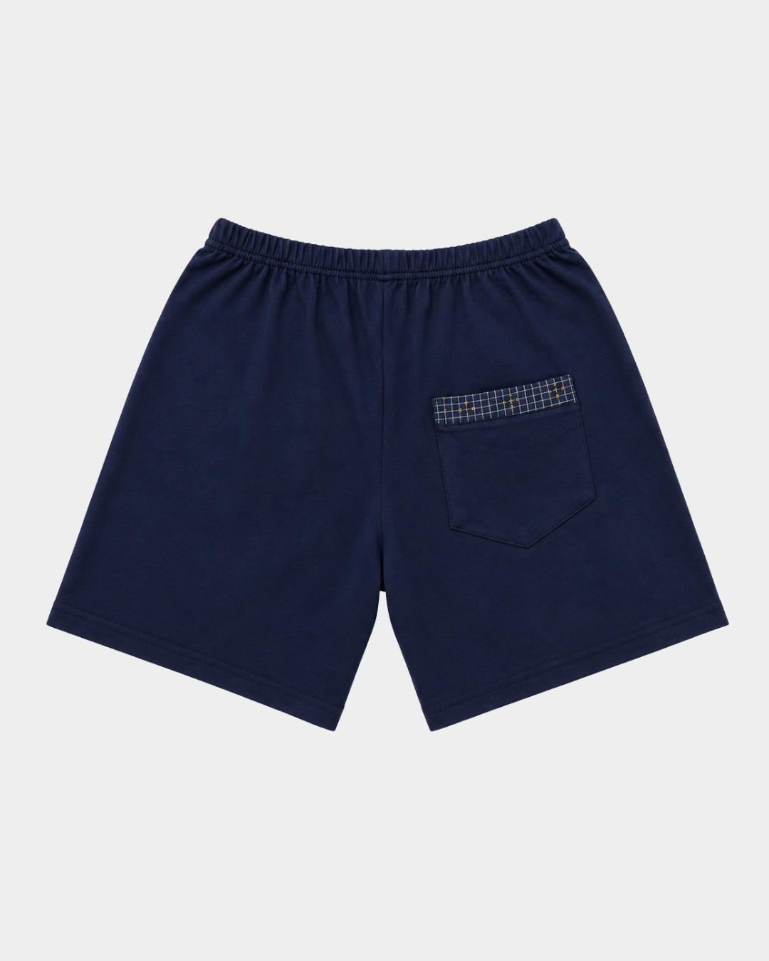 pijama homem algodao manga curta dueto azul xadrez calções trás