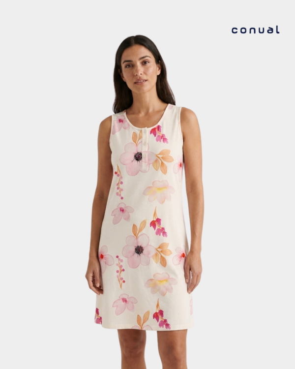 camisa dormir manga caveada flores conual frente