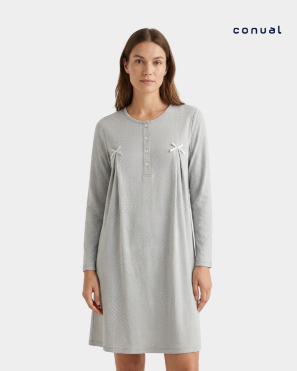 camisa dormir manga comprida bolinhas conual frente
