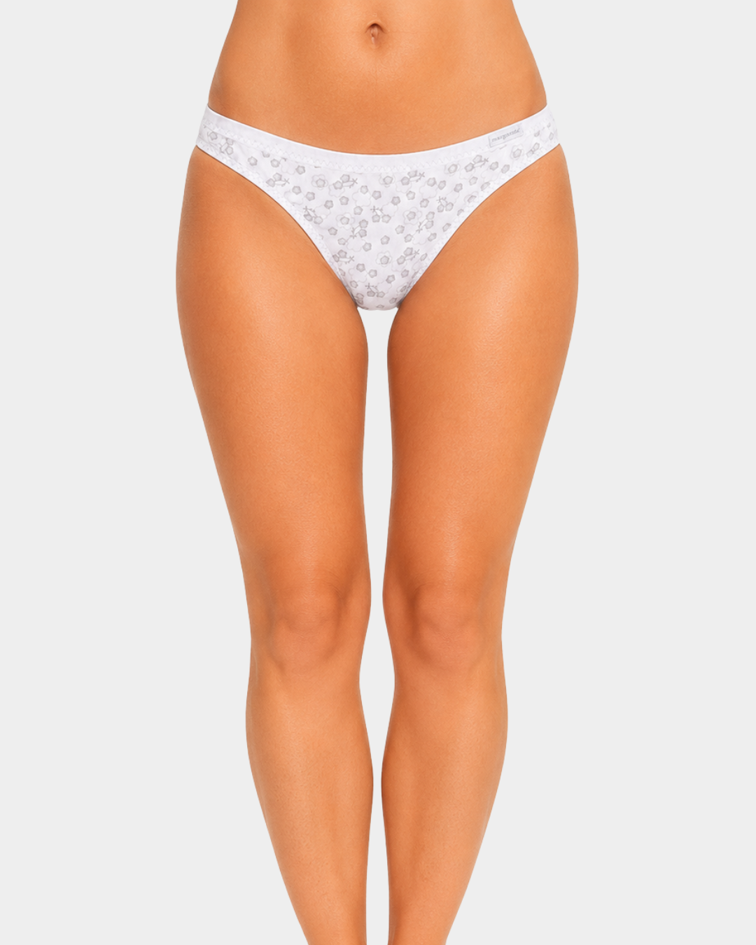 cueca asa delta algodao margarida flores cinza frente