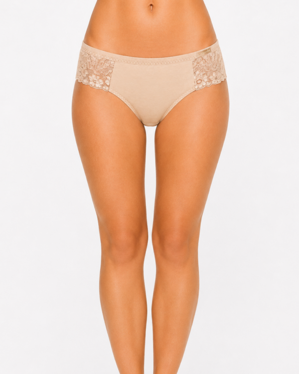 cueca slip algodao margarida renda lateral pele modelo