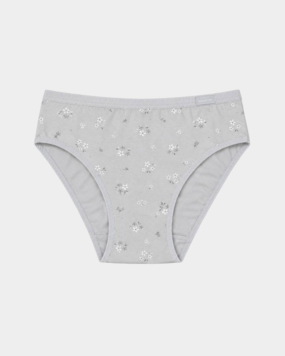 cueca slip midi algodao margarida flores cinza