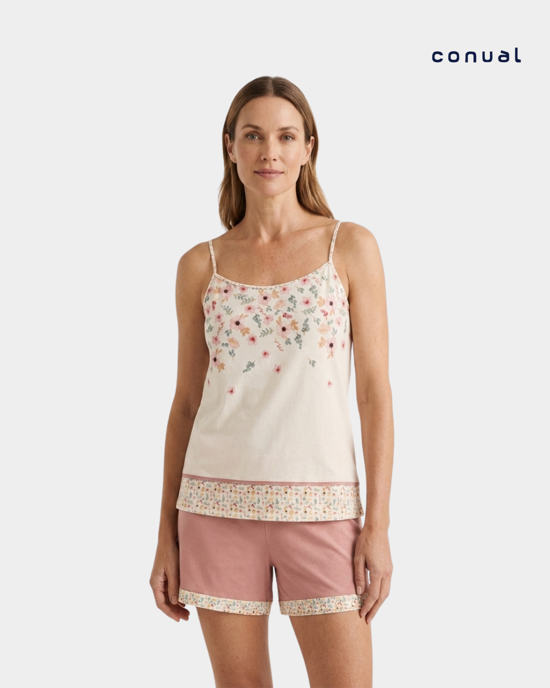 pijama alcas flores silvestres conual mulher frente