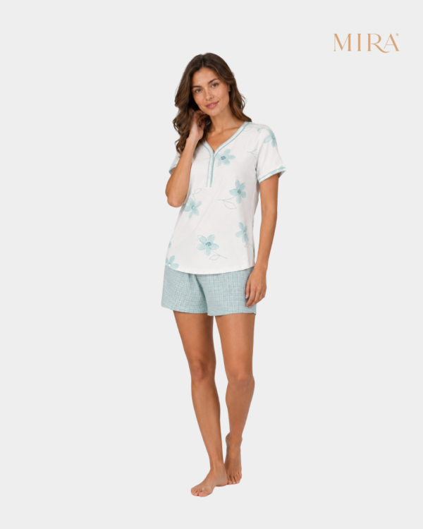 pijama curto flores aquarela mira algodao conjunto
