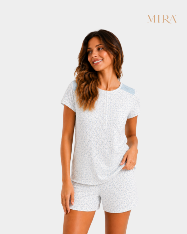 pijama curto florzinhas algodao mulher frente