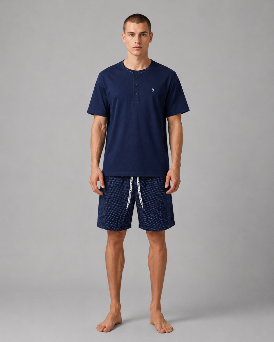 pijama homem algodao manga curta azul