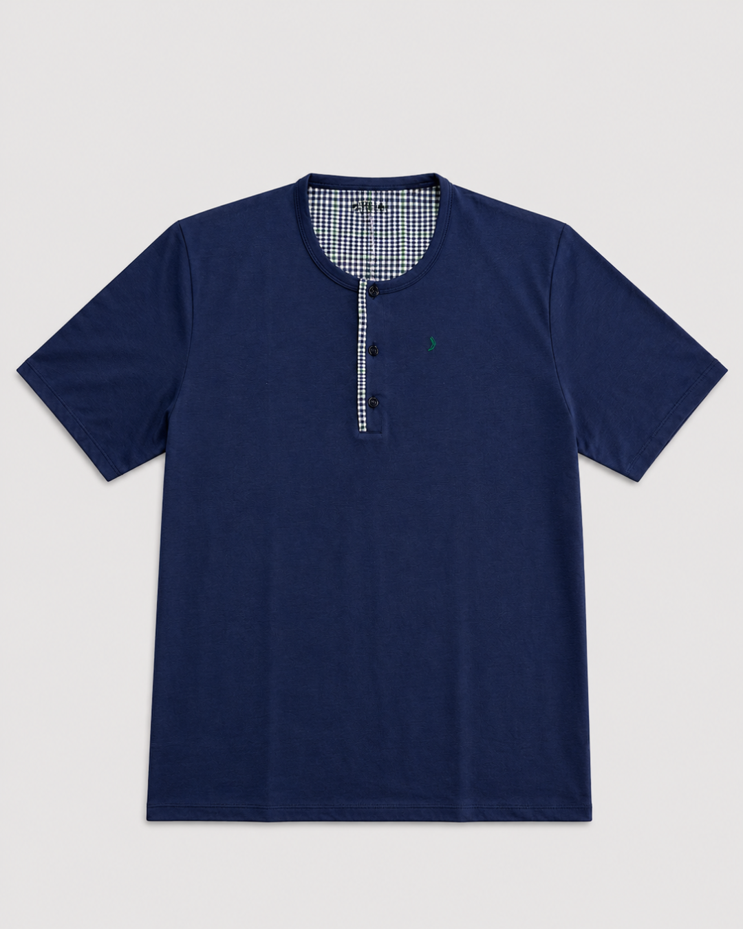 pijama homem algodao manga curta sotela azul xadrez camisola