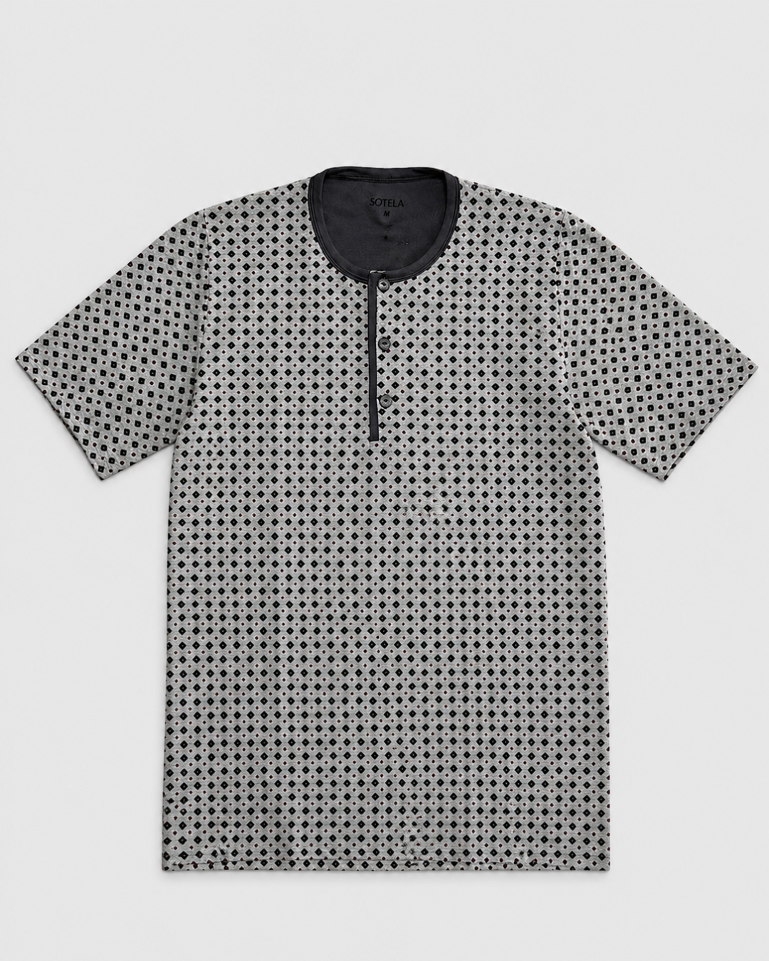pijama homem algodao manga curta sotela cinzento losango camisola